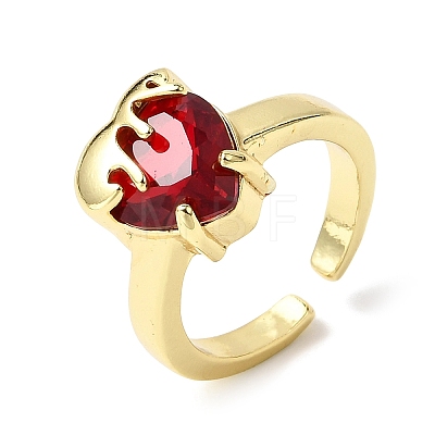 Glass Cuff Open Rings RJEW-P178-01B-G-1