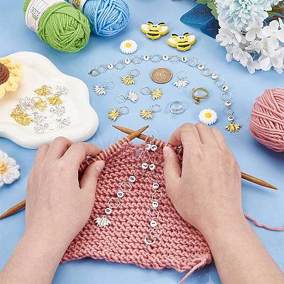 28Pcs Bees & Daisy DIY Knitting Tool Kits HJEW-AB00670-1