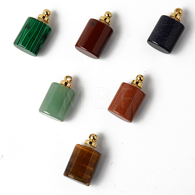 Natural & Synthetic Mixed Gemstone Openable Perfume Bottle Pendants G-R478-002-G-1