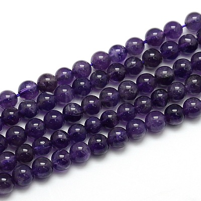 Natural Amethyst Round Bead Strands X-G-L170-6mm-02-1