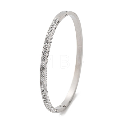 304 Stainless Steel Rhinestone Bangles for Women BJEW-Z092-12P-1