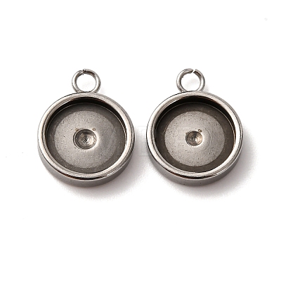 201 Stainless Steel Pendant Cabochon Settings STAS-D379-04C-P-1