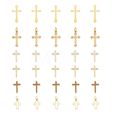 36Pcs 6 Style Long-Lasting Plated Brass Charms KK-FH0005-19-1
