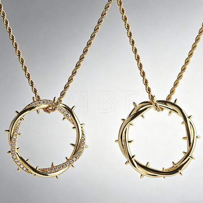Brass Crystal Rhinestone Crown of Thorns Pendant Alloy Rope Chain Necklaces WGA61EE-02-1
