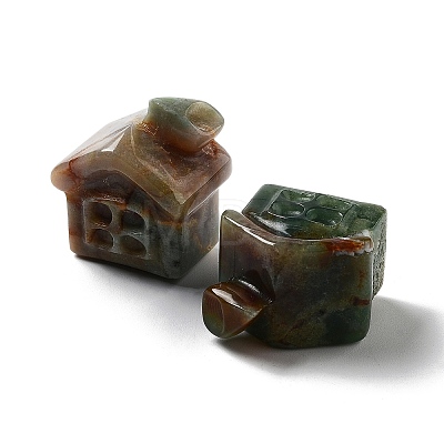 Natural Indian Agate Carved House Figurines DJEW-P015-01H-1