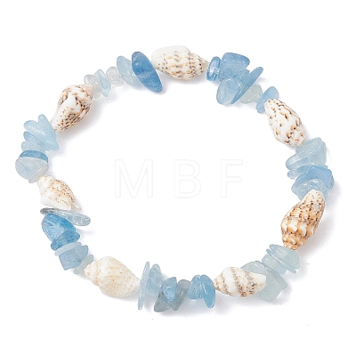 4Pcs Natural Mixed Gemstone & Sea Shell Beads Stretch Bracelets for Women BJEW-TA00710-1