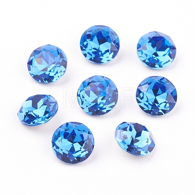 Pointed Back & Back Plated Glass Rhinestone Cabochons RGLA-J012-10mm-206-1