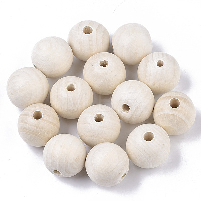 Natural Unfinished Wood Beads WOOD-S651-A30mm-LF-1