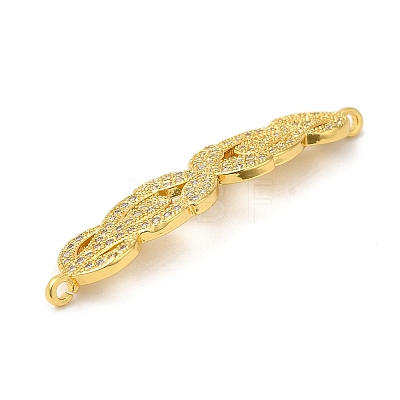 Rack Plating Brass Micro Pave Clear Cubic Zirconia Connector Charms KK-K377-80G-1