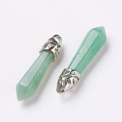 Natural Green Aventurine Pointed Pendants G-P309-08-1