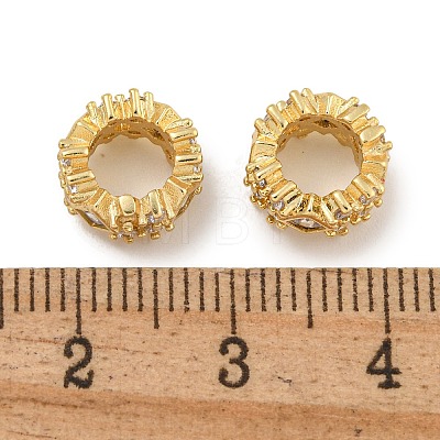 Rack Plating Brass Micro Pave Clear Cubic Zirconia Beads KK-U030-05G-1