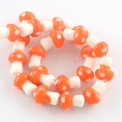 Mushroom Handmade Lampwork Beads Strands LAMP-R116-15-1