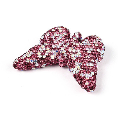 Butterfly Shaped Handmade Polymer Clay Rhinestone Beads CLAY-T023-23B-1