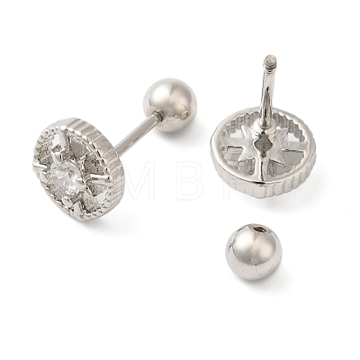 Flat Round Brass Micro Pave Clear Cubic Zirconia Ear Plug Gauges EJEW-L289-02P-04-1
