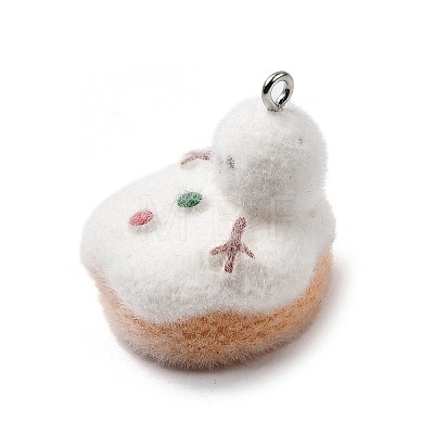 Christmas Flocky Opaque Resin Pendants LS-RESI-F062-04D-1