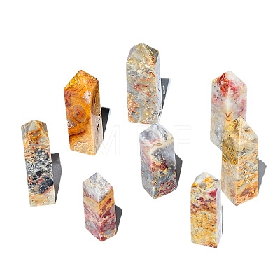 Natural Crazy Agate Pointed Prism Bar Home Display Decoration G-PW0007-106-1