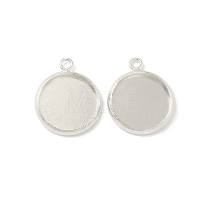 Flat Round Brass Pendant Cabochon Settings X-KK-K414-14E-S-1