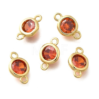 Brass Cubic Zirconia Connector Charms KK-Q043-24G-02-1