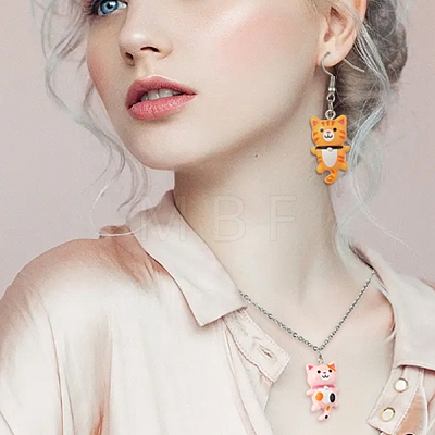 35Pcs 7 Colors Opaque Resin Kitten Pendants RESI-YW0001-73-1
