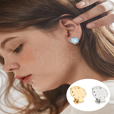 8Pcs 2 Colors 304 Stainless Steel Clip-on Earring Findings STAS-LP0001-45-1