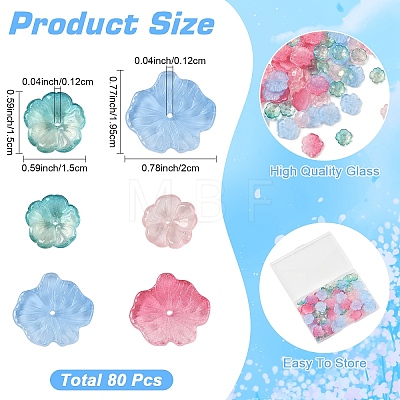 80Pcs 4 Colors Transparent Glass Beads GLAA-YW0005-94-1