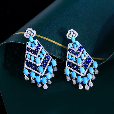 Bohemian Brass Cubic Zirconia Arrow Dangle Stud Earrings FS-WGCE238-01-1