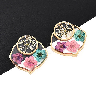 304 Stainless Steel Epoxy Resin Pendants STAS-T072-17-1