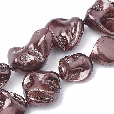 Shell Pearl Beads Strands X-BSHE-Q031-15B-1