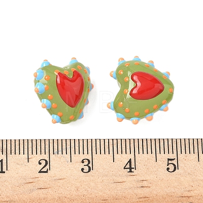 Baking Paint Glass Bumpy Beads Heart LAMP-V001-09C-1
