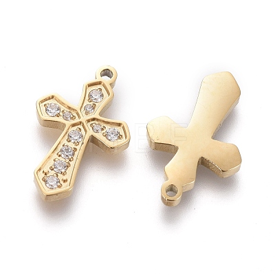 316 Surgical Stainless Steel Cubic Zirconia Tiny Cross Charms STAS-F256-018G-1