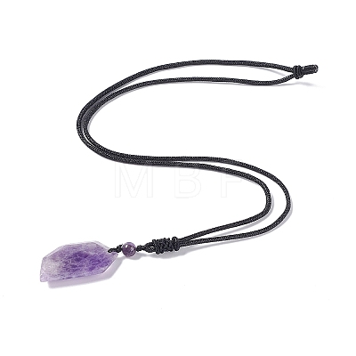 Natural Amethyst Dagger Shape Pendant Necklace G-E588-02C-1