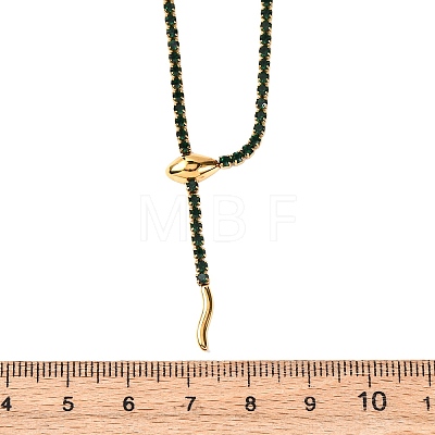 304 Stainless Steel Emerald Rhinestone Cup Chain Snake Tennis Necklaces for Women NJEW-A051-02G-1