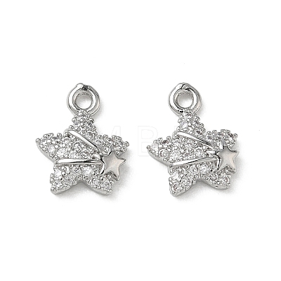 Brass Micro Pave Clear Cubic Zirconia Charms KK-P355-06P-1