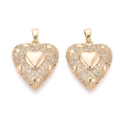 Brass Micro Pave Cubic Zirconia Pendants KK-T073-40G-1