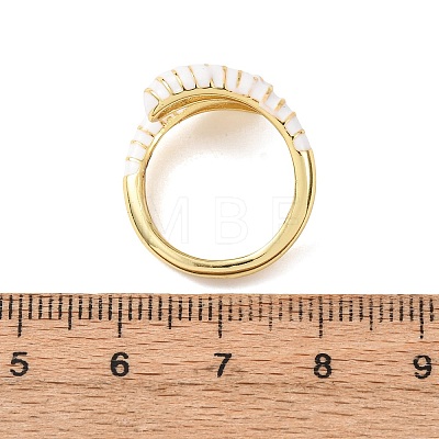 Brass Enamel Cuff Open Rings for Women RJEW-A098-01G-03-1
