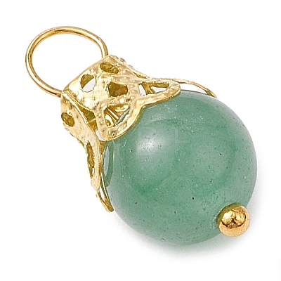 Natural Green Aventurine/Amethyst/Rose Quartz/Lava Rock/Quartz Round Pendants PALLOY-JF03183-01-1