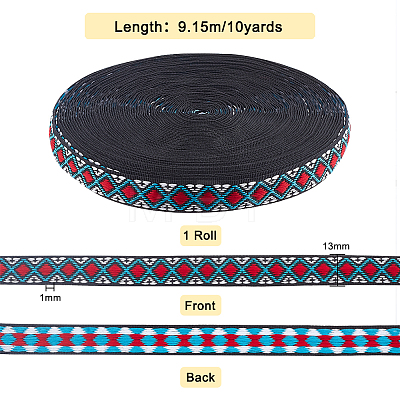 10 Yards Ethnic Style Embroidery Polyester Ribbons OCOR-WH0070-56-1