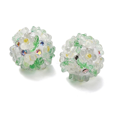 Polymer Clay Rhinestone Beads with Resin X-RESI-Z045-06-1