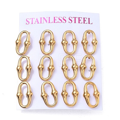 6 Pairs 304 Stainless Steel Stud Earrings EJEW-C180-01G-1