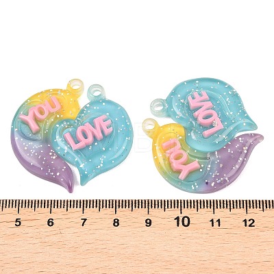 2Pcs Gradient Color Translucent Resin Pendants RESI-XCP0002-41A-1