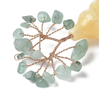 Natural Green Aventurine Chips Tree of Life Decorations with Topaz Gourd Base DJEW-P021-A02-1