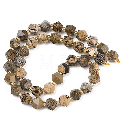 Natural Yellow Dendritic Jasper Beads Strands G-I376-A07-01-1