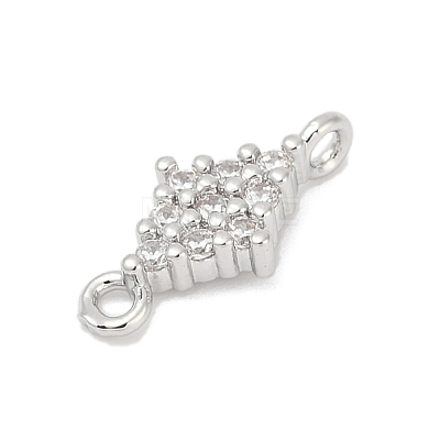 Brass Micro Pave Clear Cubic Zirconia Connector Charms KK-Z094-08P-03-1