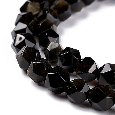 Natural Golden Sheen Obsidian Beads Strands G-C229-01A-1