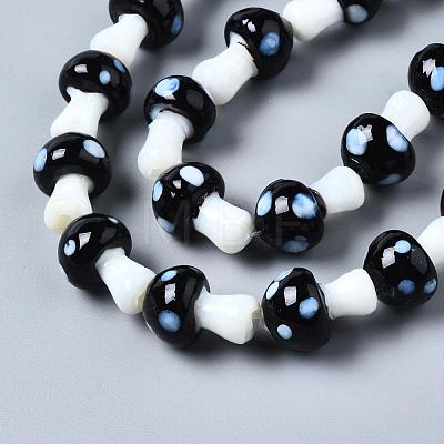 Mushroom Handmade Lampwork Beads Strands X-LAMP-R116-11-1