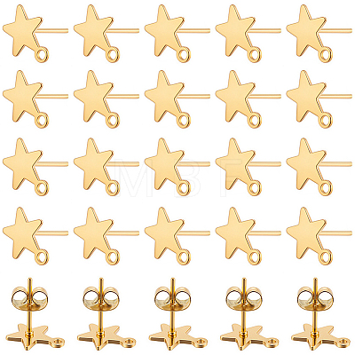 60Pcs 304 Stainless Steel Stud Earring Findings STAS-SC0021-31G-1