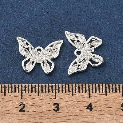 Brass Micro Pave Clear Cubic Zirconia Charms KK-C168-27S-1