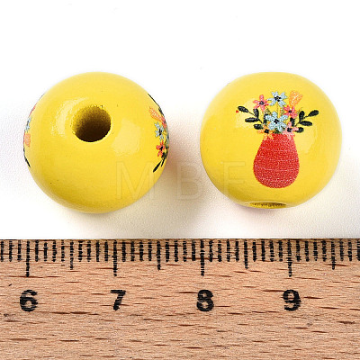 Easter Theme Printed Wood Beads WOOD-T032-22V-1