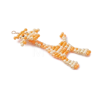 Copper Wire Wrapped Beaded Giraffe Charms PALLOY-MZ01098-1