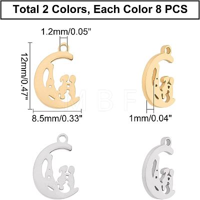 Unicraftale 16Pcs 2 Colors Valentine's Day 304 Stainless Steel Charms STAS-UN0030-74-1